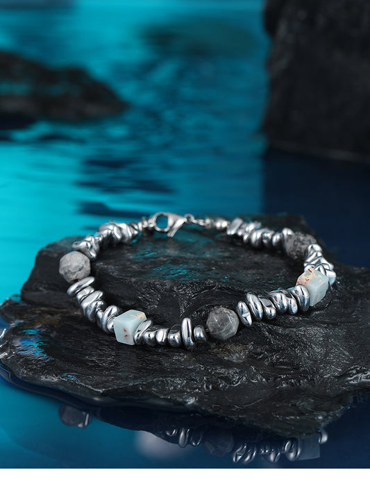 Black Onyx Beaded Men Bracelet