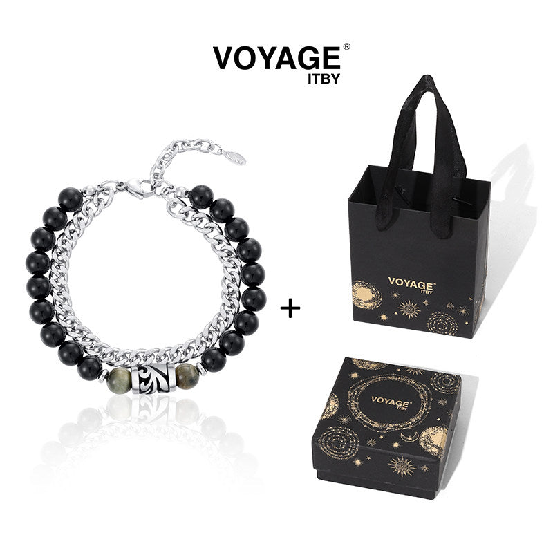 Layered Onyx Men Bracelet