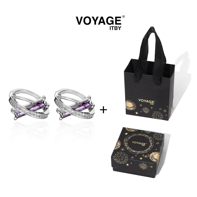 Purple Zircon Hoop Earrings