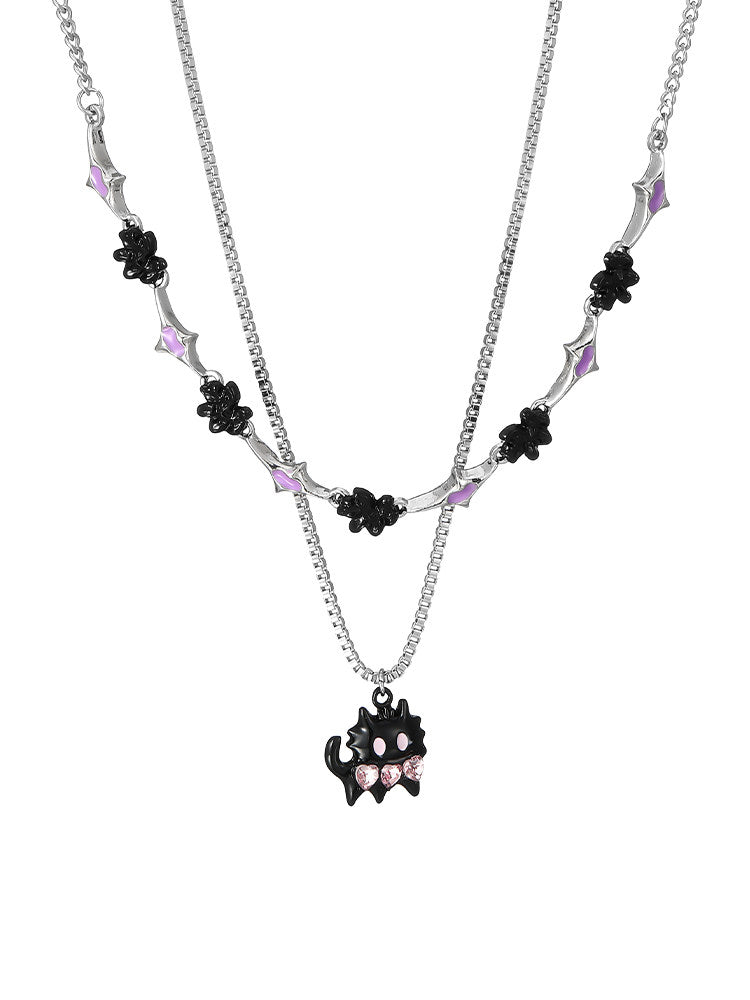Cat Pendant Y2K Layered Necklace