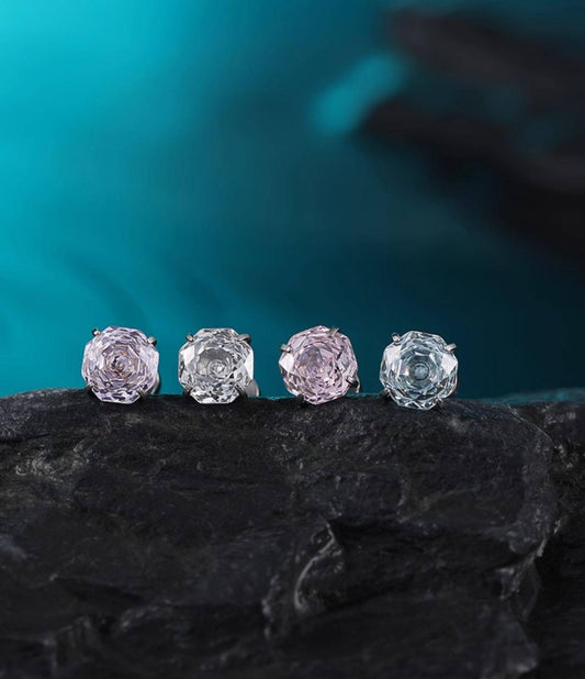 Blue Rose Titanium Stud Earrings