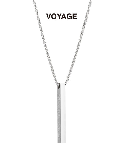 Titanium Letter Bar Pendant Necklace
