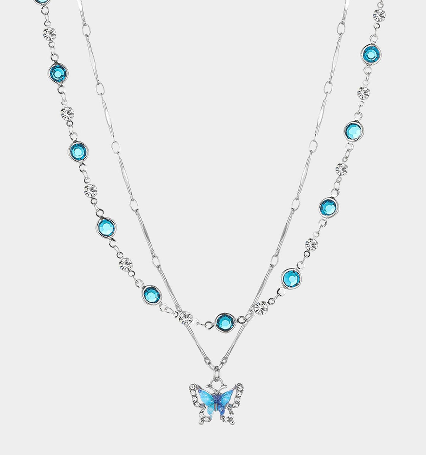 Double Butterfly Layered Necklace