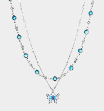 Double Butterfly Layered Necklace