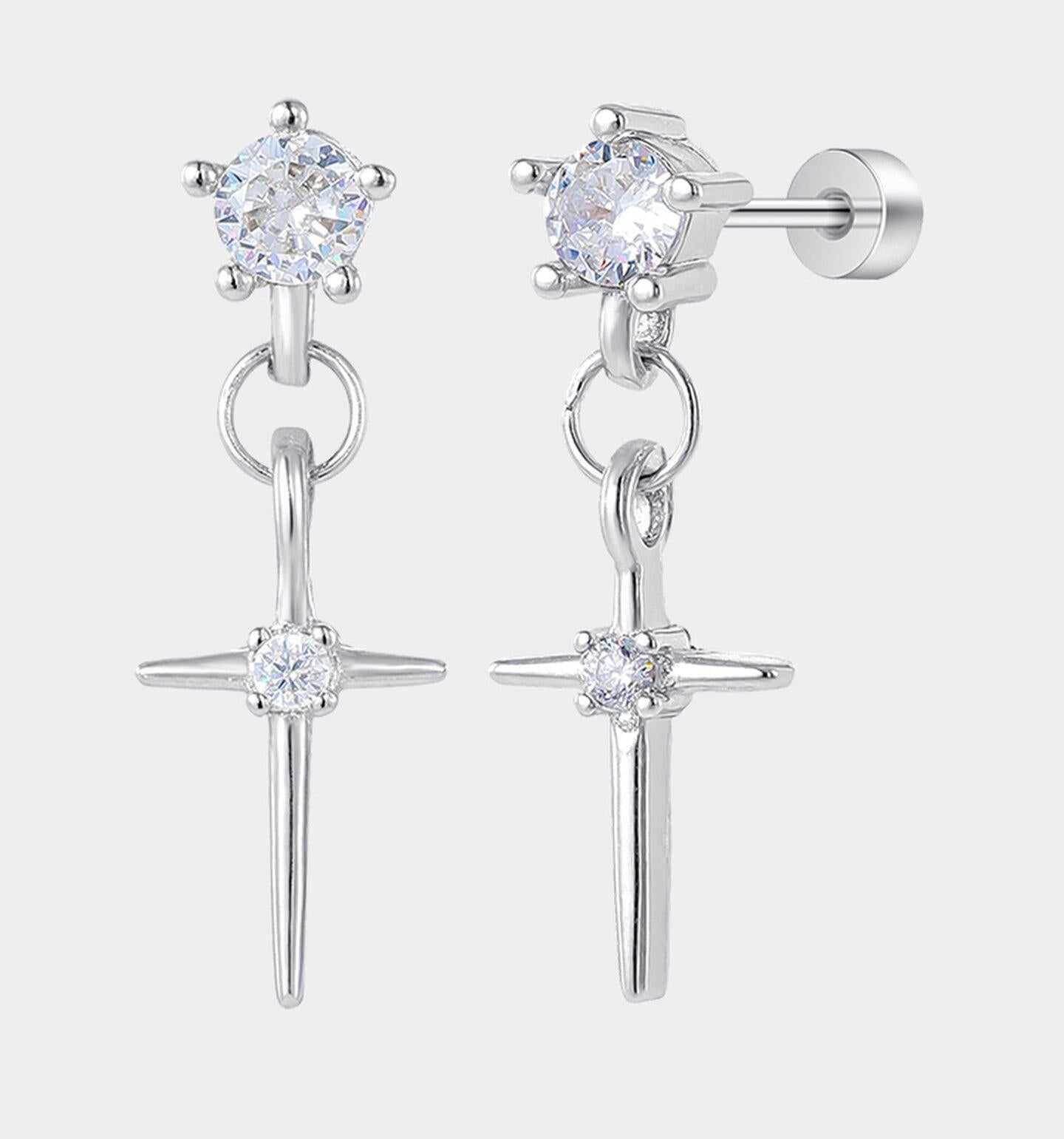 Cross Tassel Zircon Studs