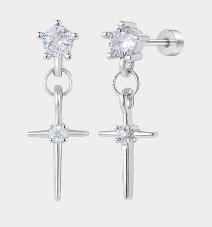 Cross Tassel Zircon Studs