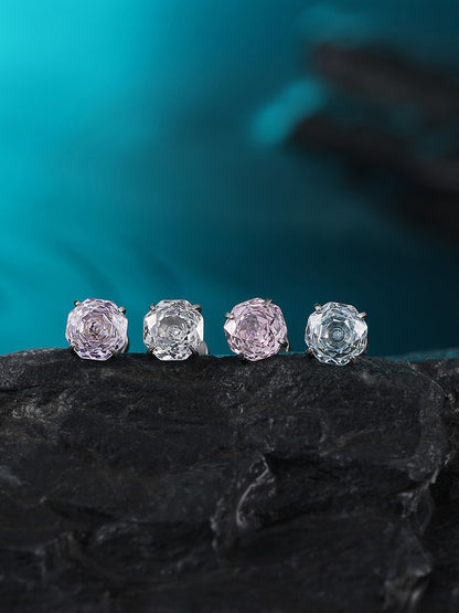 Blue Rose Titanium Stud Earrings