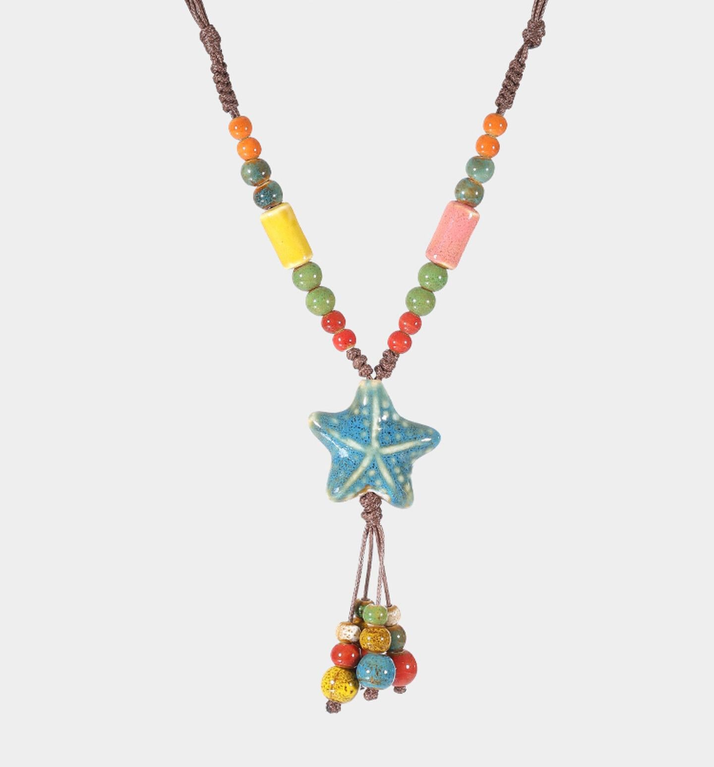Blue Starfish Beaded Necklace