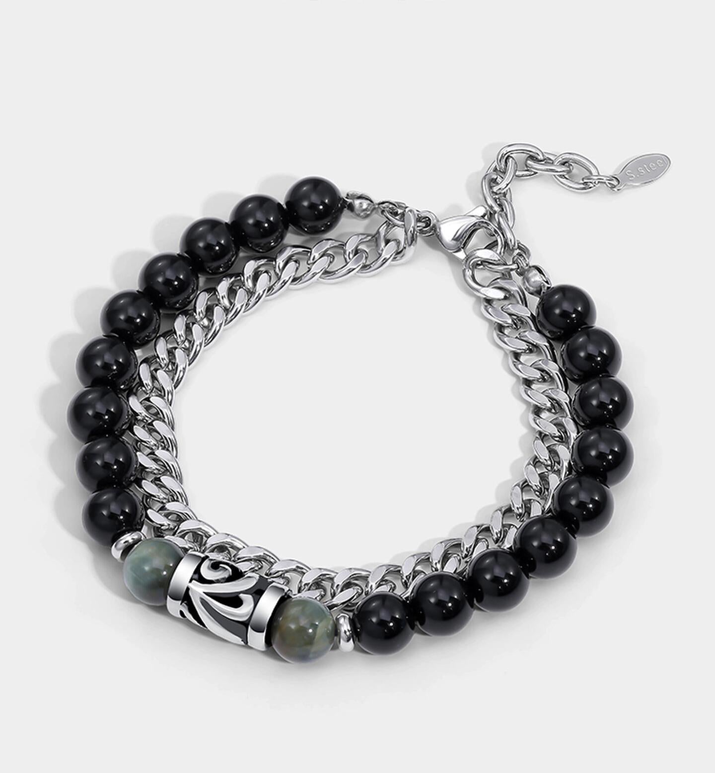 Layered Onyx Men Bracelet