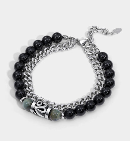 Layered Onyx Men Bracelet