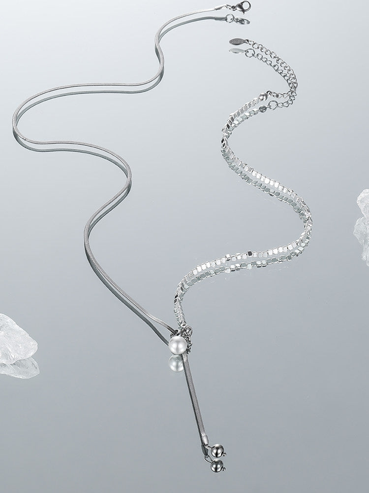 Adjustable Long Pearl Necklace