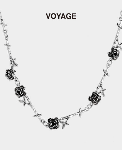 Black Camellia Rose Choker Necklace
