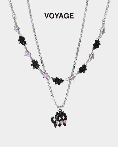 Cat Pendant Y2K Layered Necklace