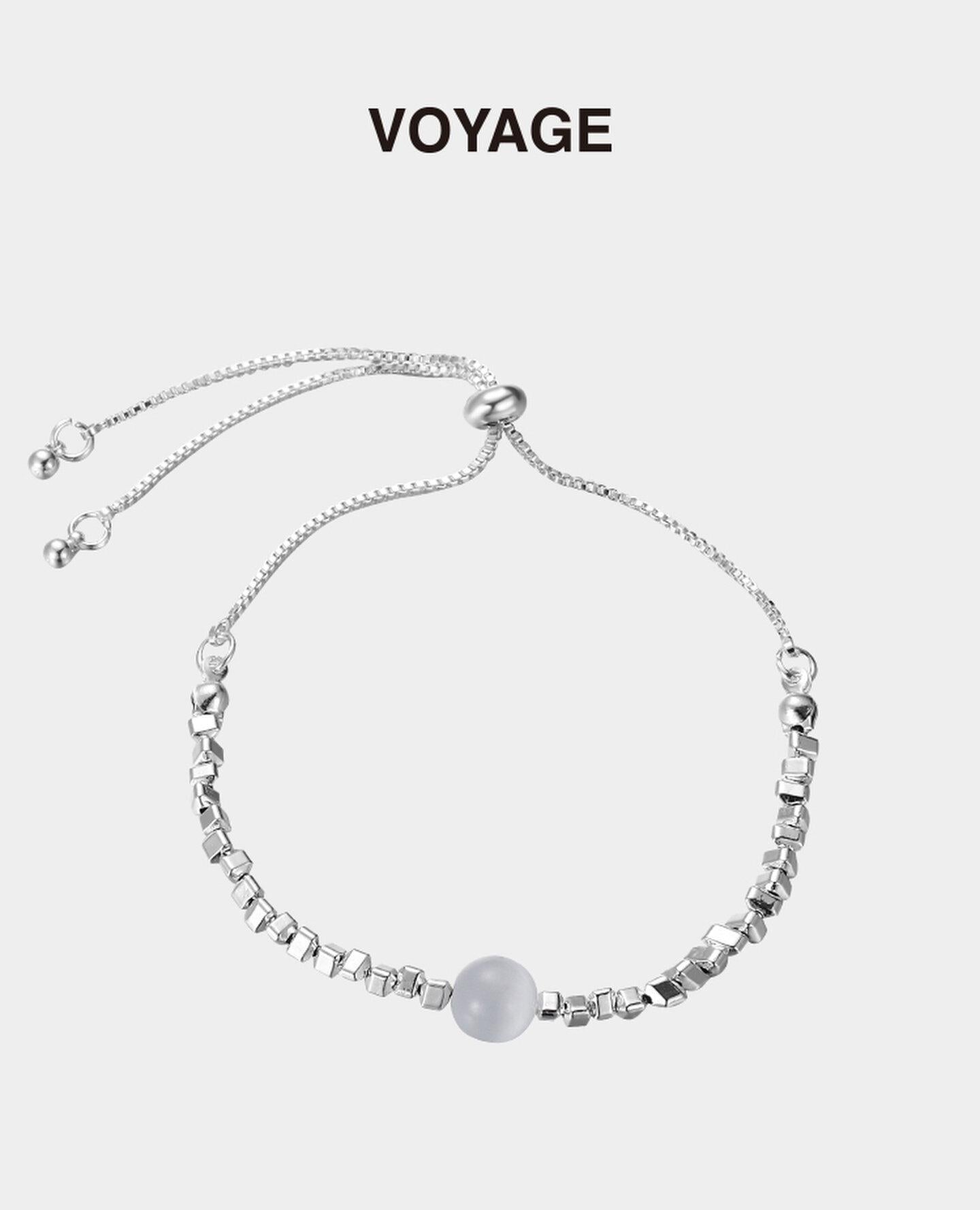 Moonstone Silver Bead Bracelet