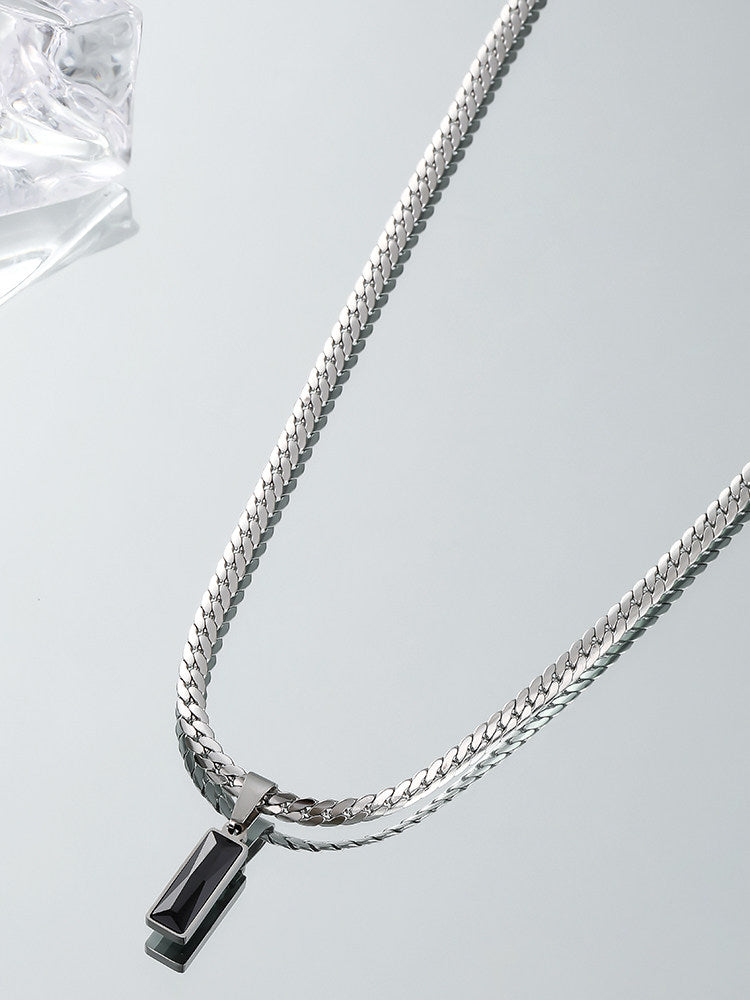Black Zircon Snake Chain Necklace