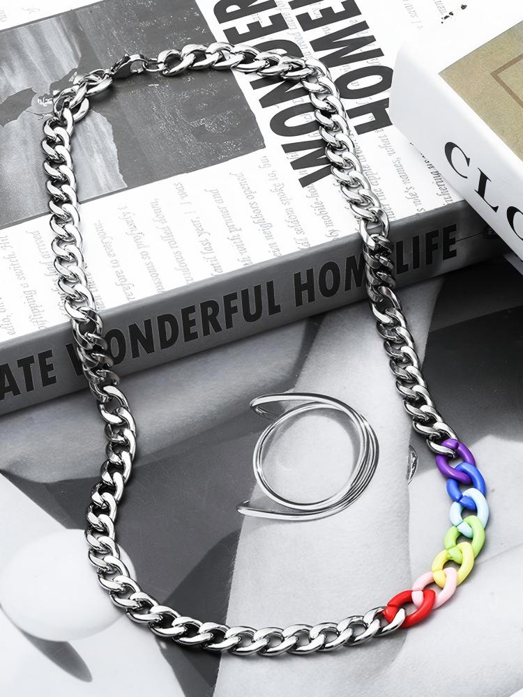 Rainbow Titanium Cuban Necklace