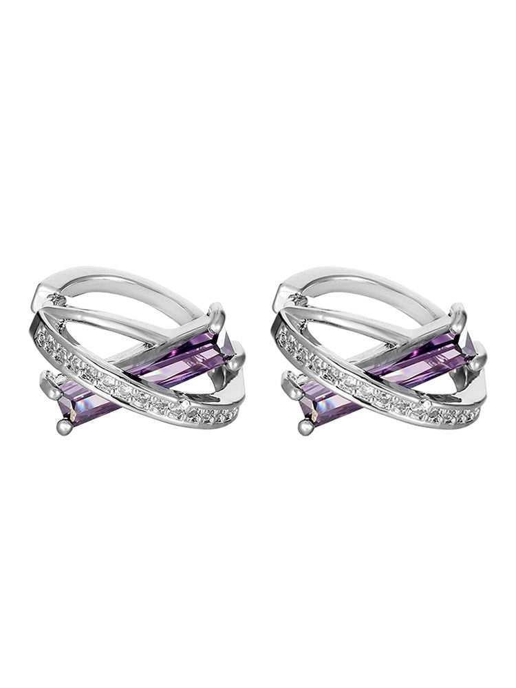 Purple Zircon Hoop Earrings