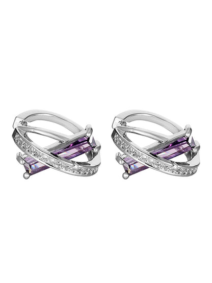 Purple Zircon Hoop Earrings