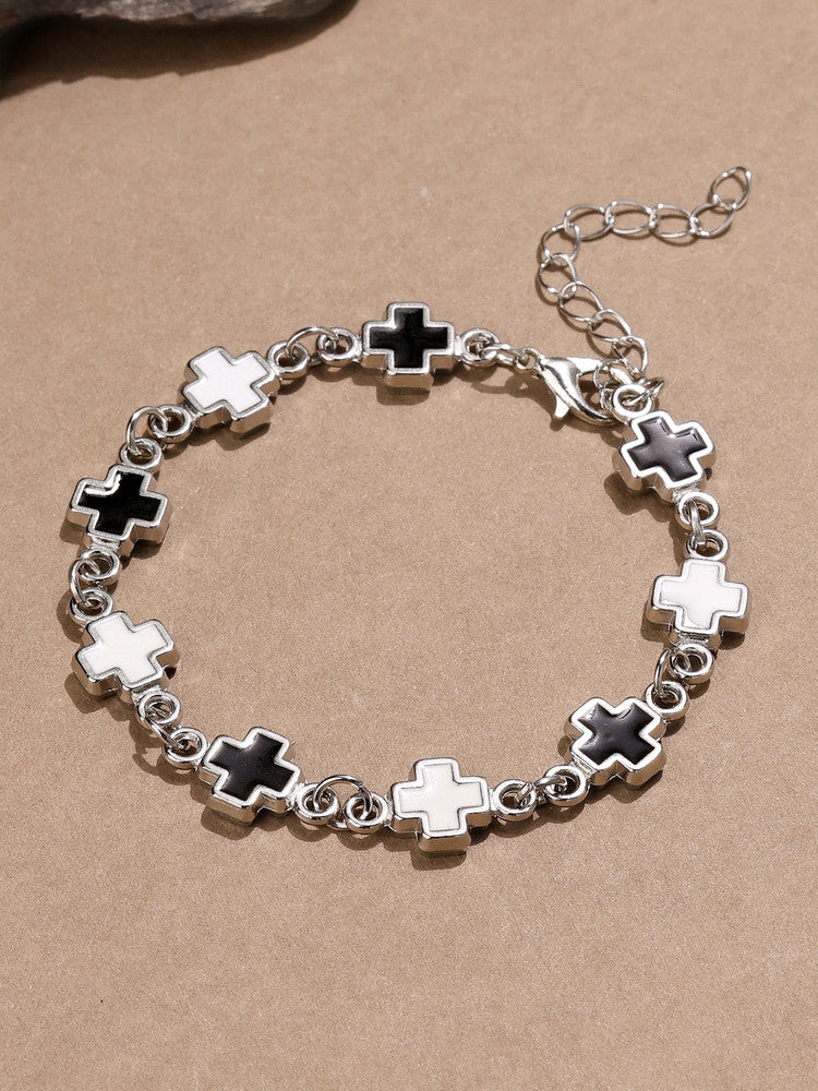 Black White Cross Bracelet