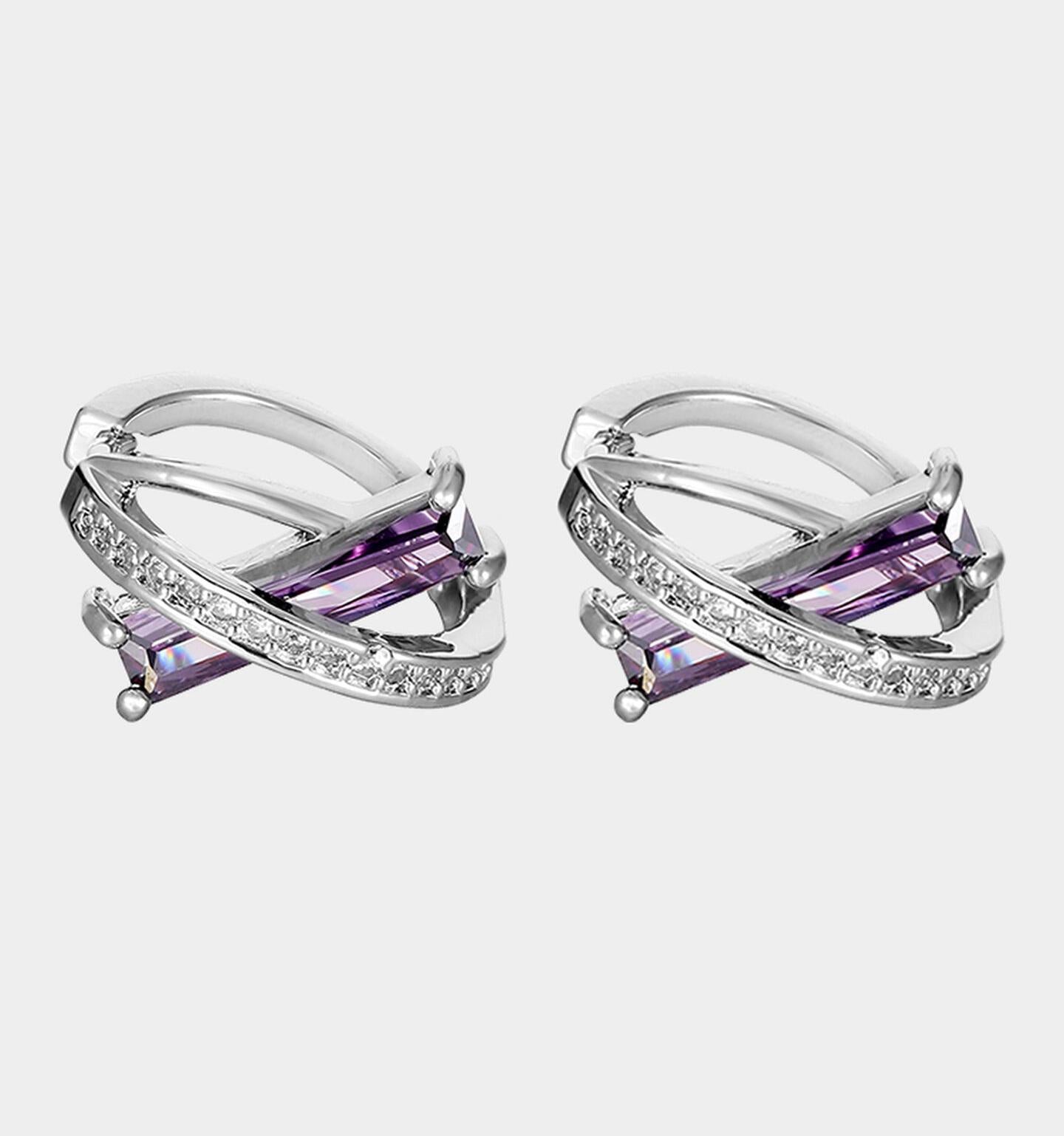 Purple Zircon Hoop Earrings