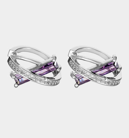 Purple Zircon Hoop Earrings