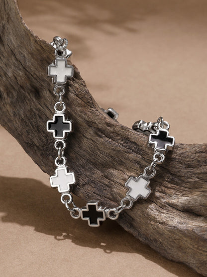 Black White Cross Bracelet