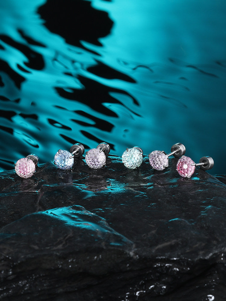 Mint Firework Zircon Studs