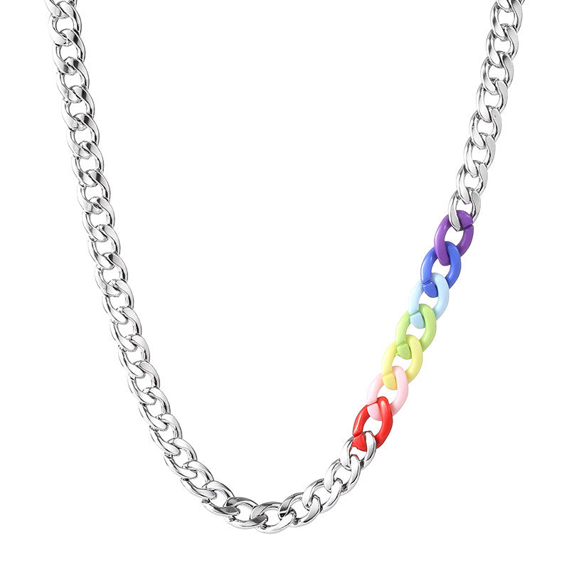 Rainbow Titanium Cuban Necklace