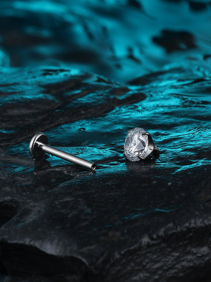 Titanium CZ Flat Piercing Stud
