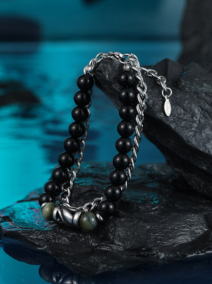 Layered Onyx Men Bracelet