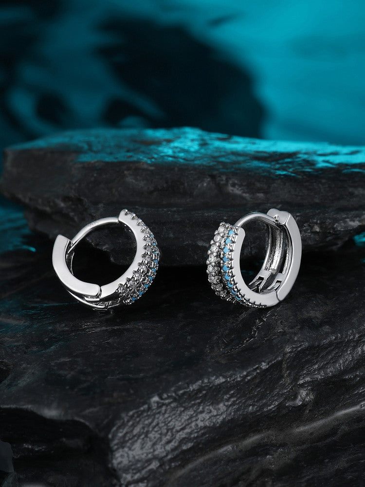 Ocean Blue Zircon Hoops