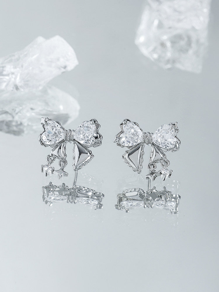 Shiny Bow Zircon Studs