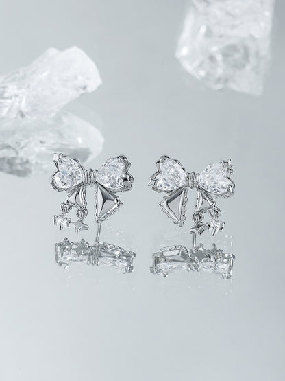 Shiny Bow Zircon Studs