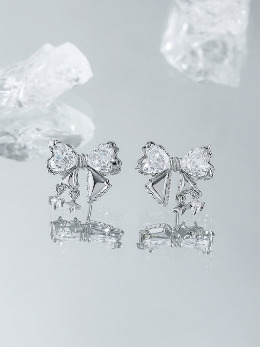 Shiny Bow Zircon Studs