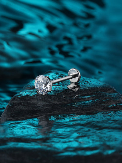 Titanium CZ Flat Piercing Stud