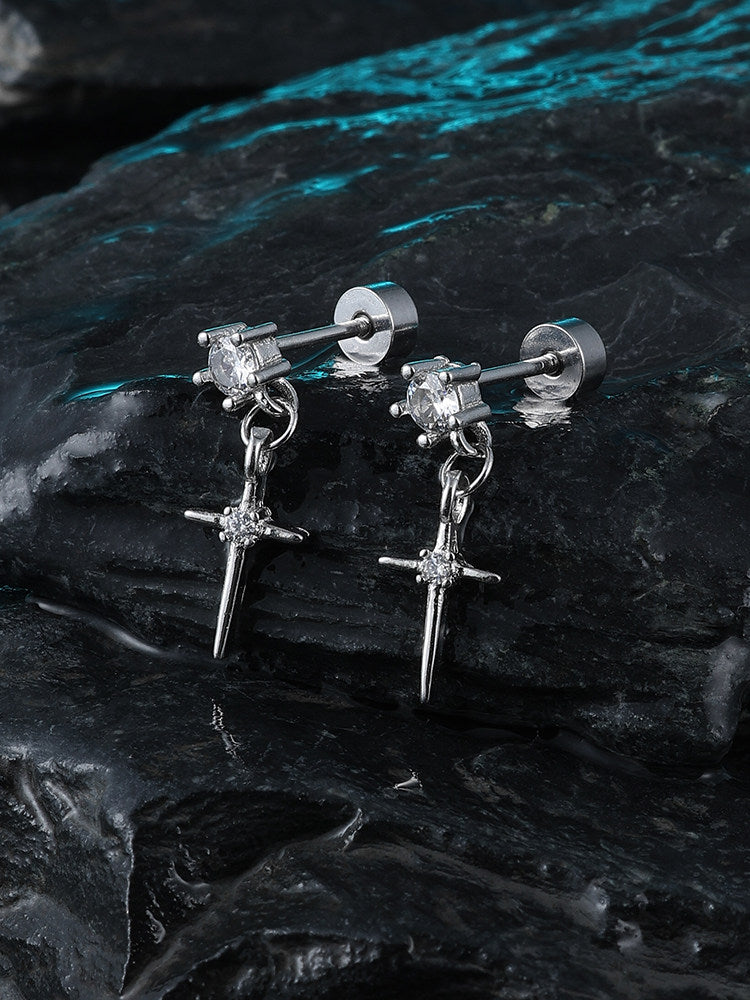 Cross Tassel Zircon Studs
