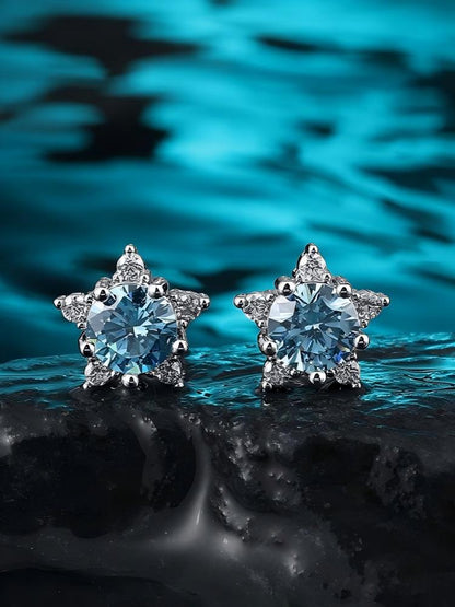 Blue Snowflake Titanium Studs