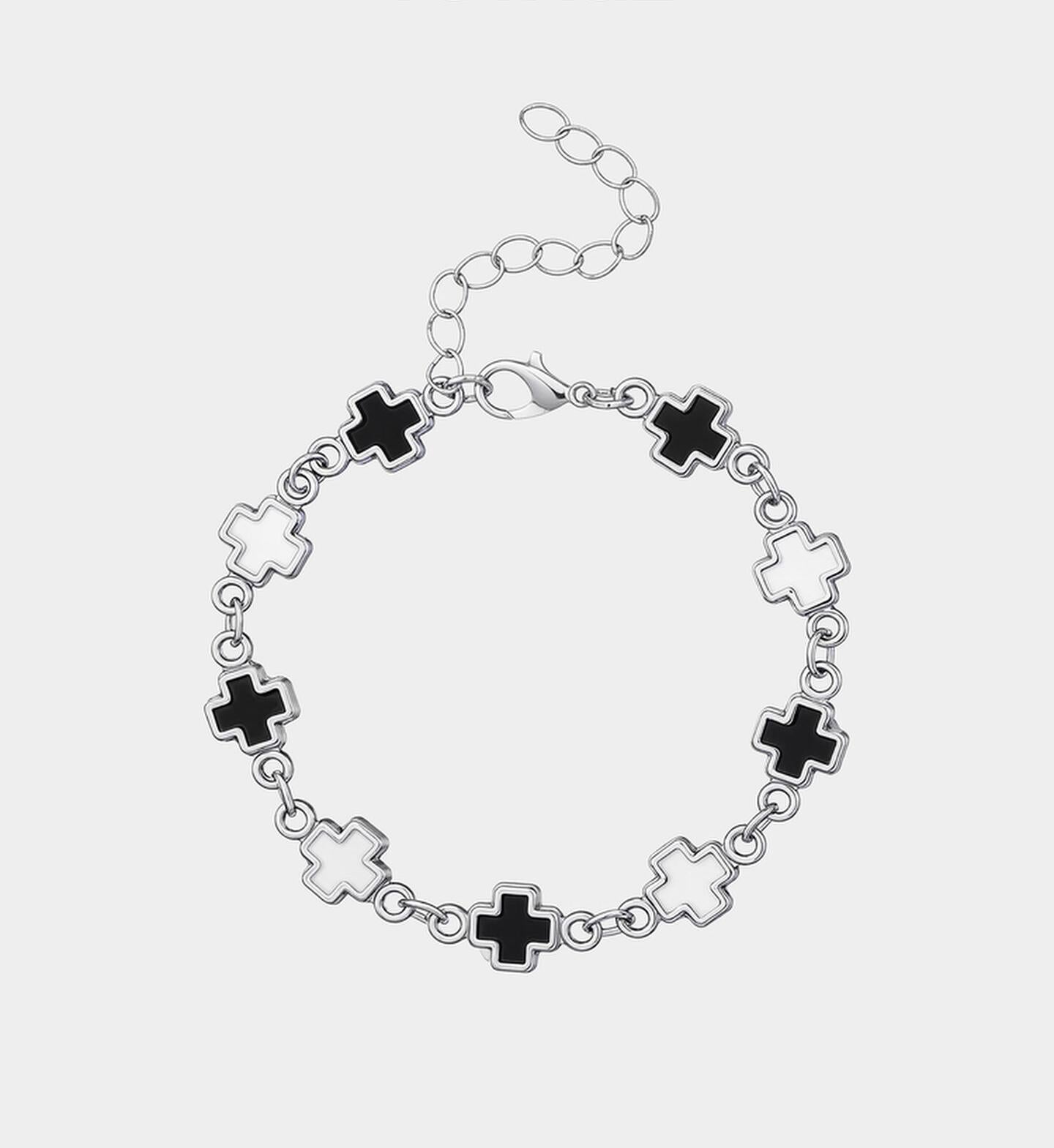 Black White Cross Bracelet