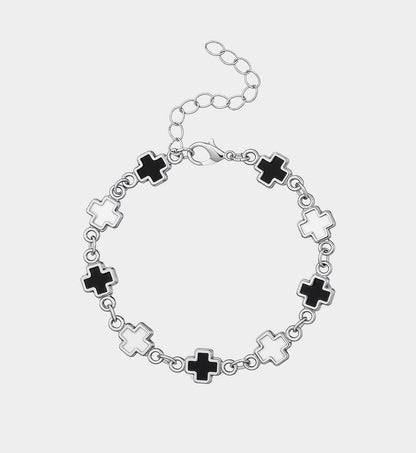 Black White Cross Bracelet