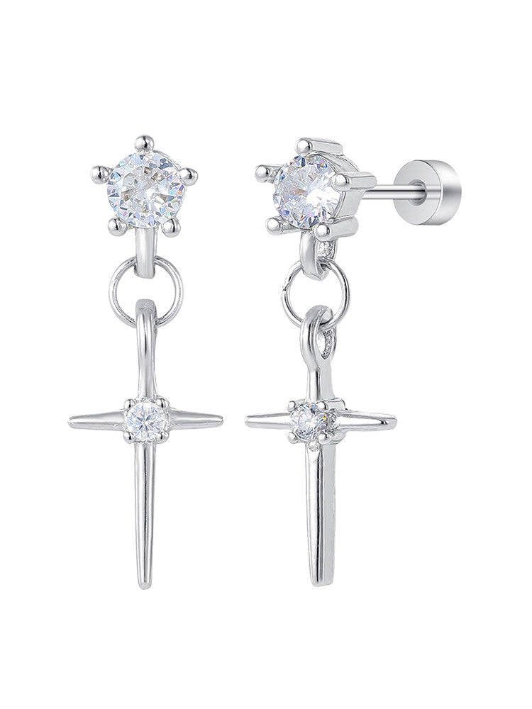 Cross Tassel Zircon Studs