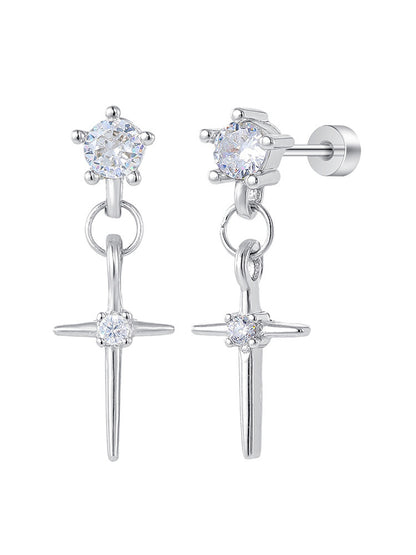Cross Tassel Zircon Studs