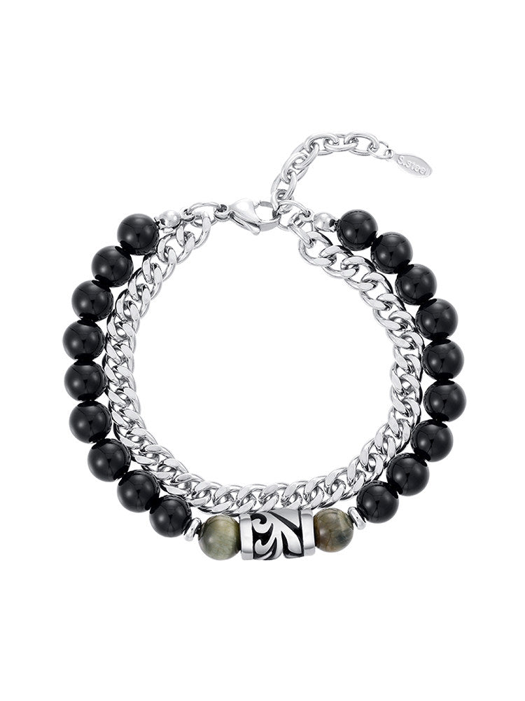 Layered Onyx Men Bracelet