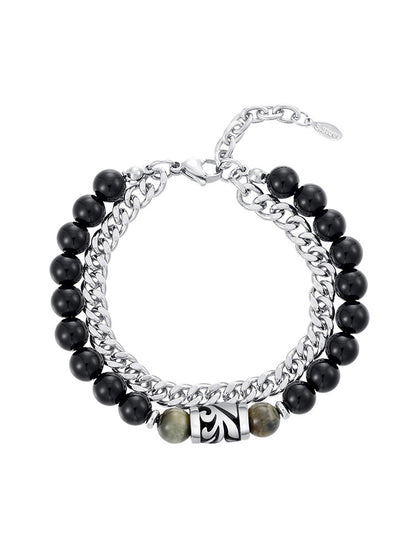 Layered Onyx Men Bracelet