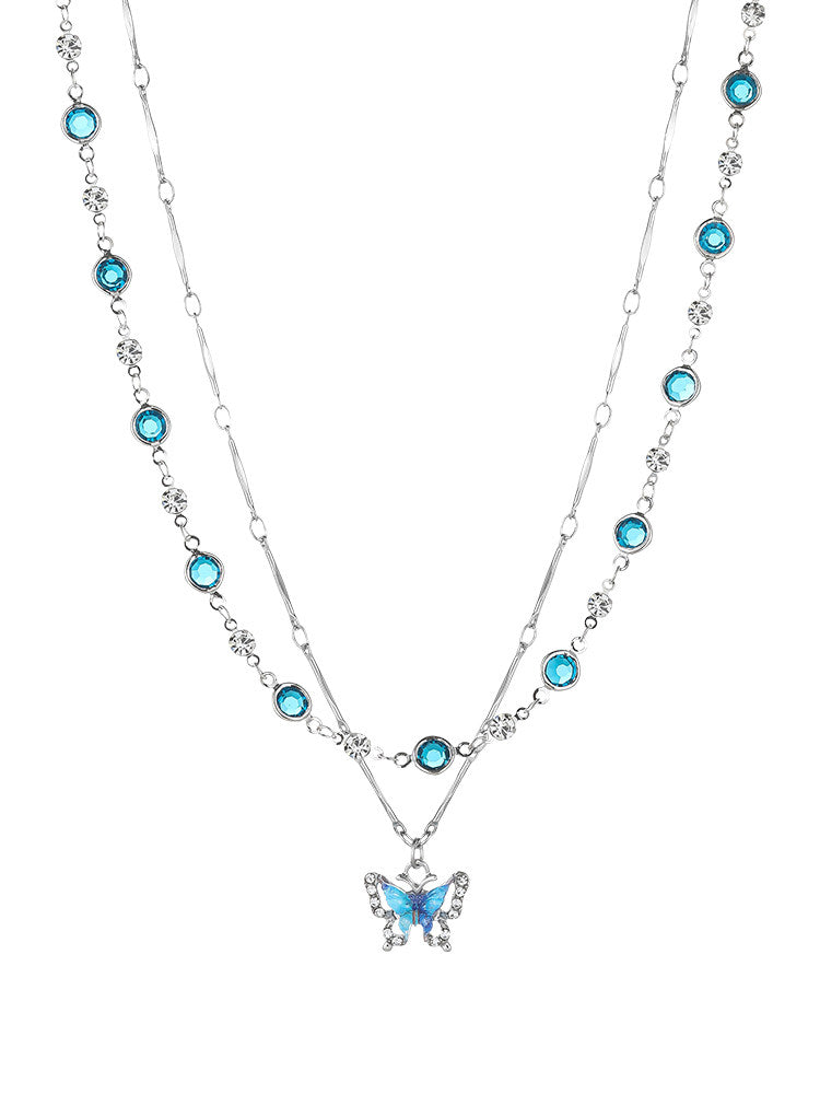 Double Butterfly Layered Necklace