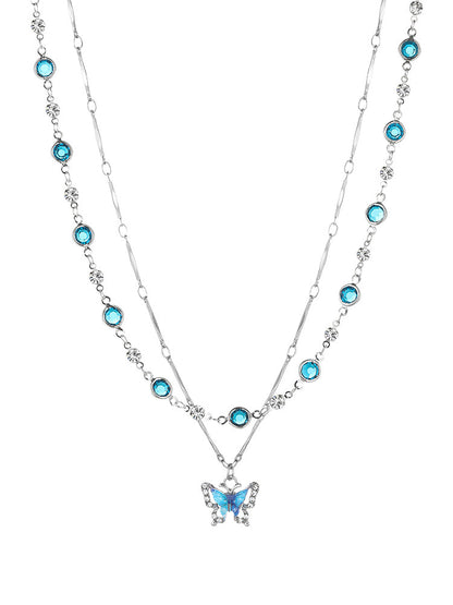 Double Butterfly Layered Necklace