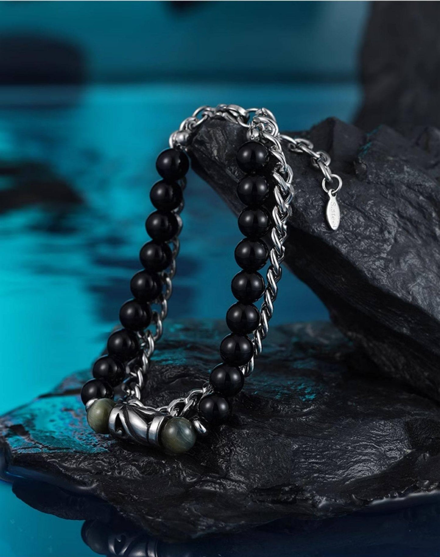 Layered Onyx Men Bracelet