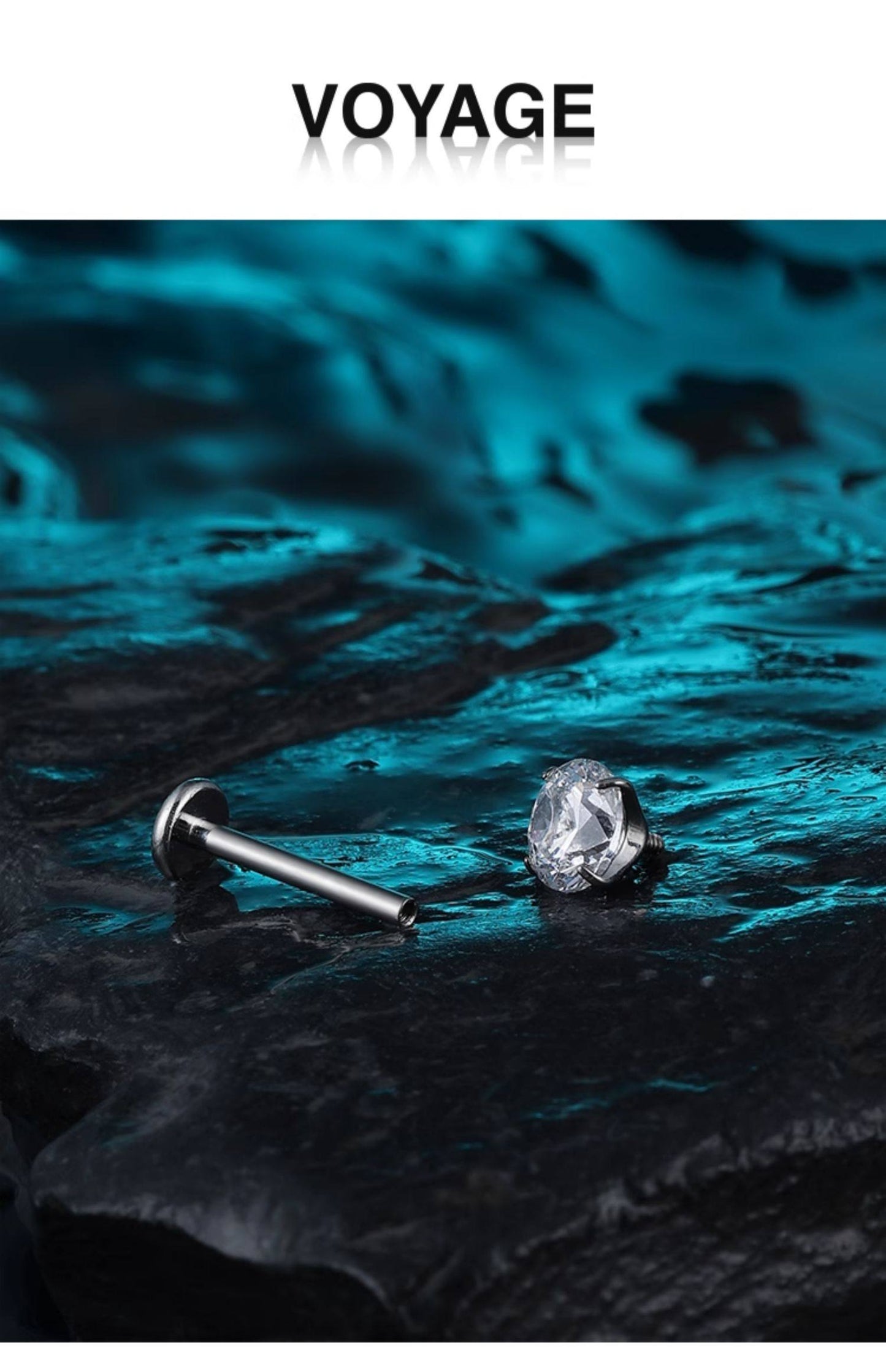Titanium CZ Flat Piercing Stud