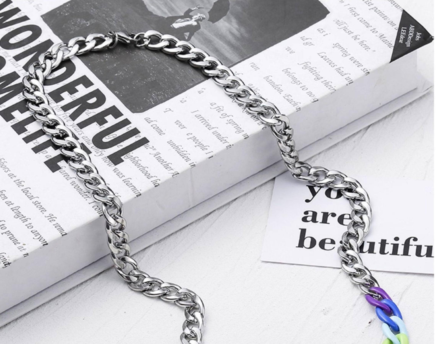 Rainbow Titanium Cuban Necklace