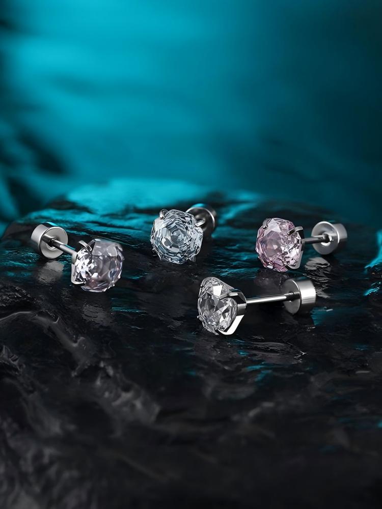 Blue Rose Titanium Stud Earrings