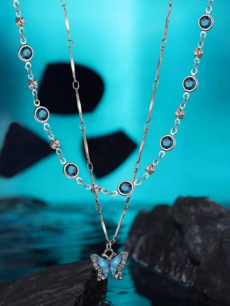 Double Butterfly Layered Necklace